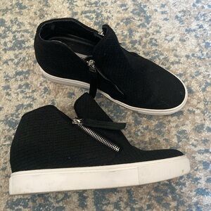 Steve Madden Black Zip up Wedge Sneakers